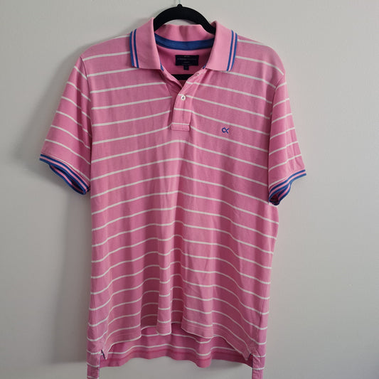 Oxford Company Pink White Collard Shirt Size L